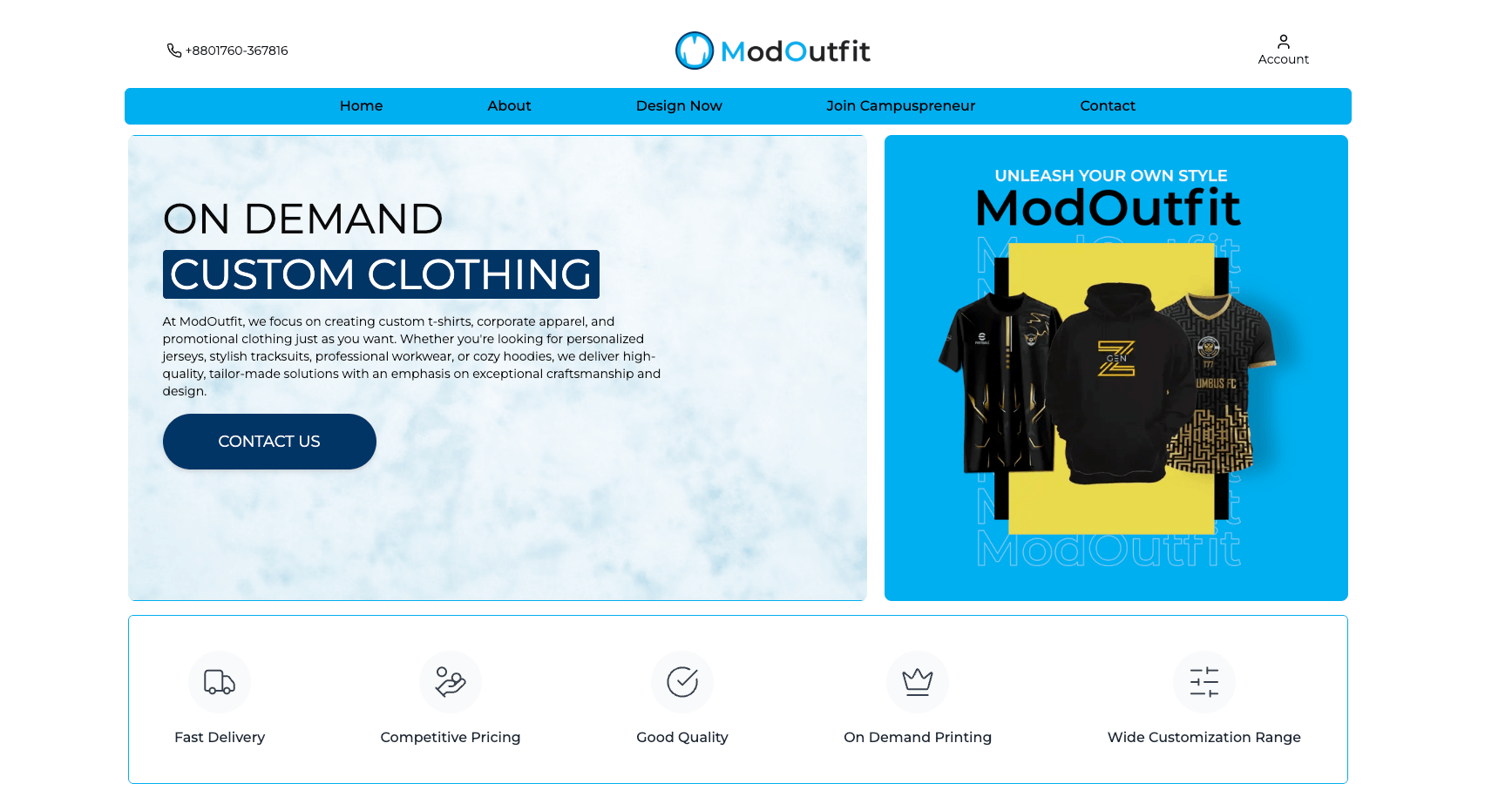 ModOutfit product interface built by Kamil Hassan