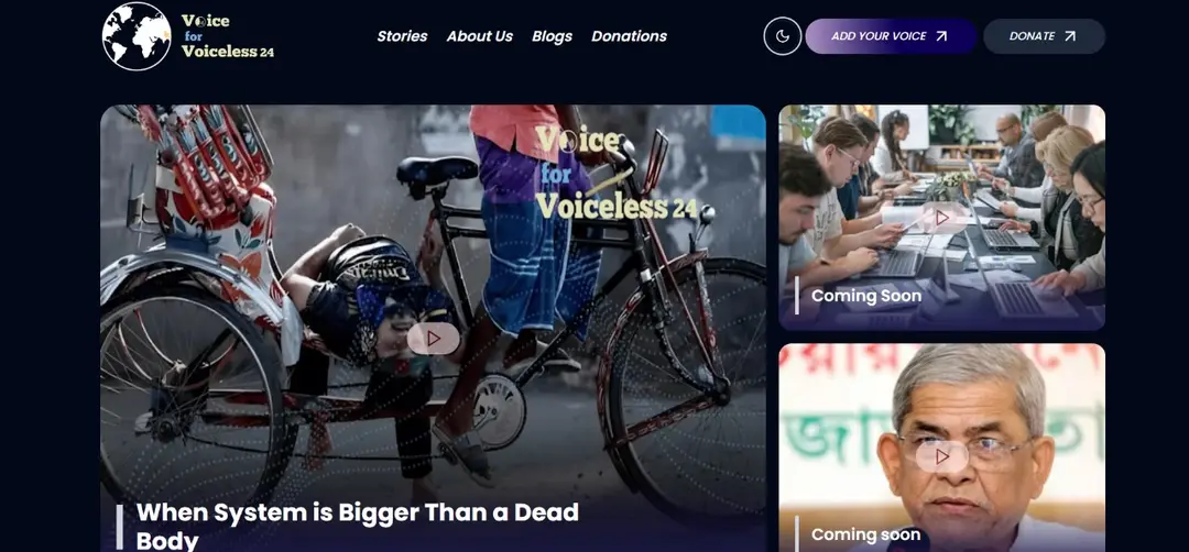 Voice for Voiceless product interface built by Kamil Hassan