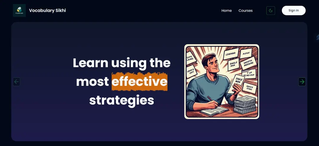 Vocab SaaS product interface built by Kamil Hassan